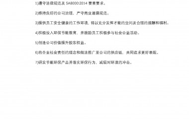 SA8000社会责任政策目的及公司允许